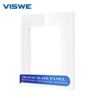 Роскошное белое Хрустальное стекло VISWE, 82 мм * 82 мм, стандарт ЕС, одна стеклянная панель для настенного выключателя, F6P82