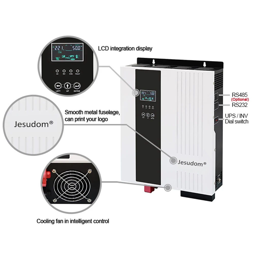 Гибридный солнечный инвертор 8000 Вт 48 В постоянного тока до переменного MPPT