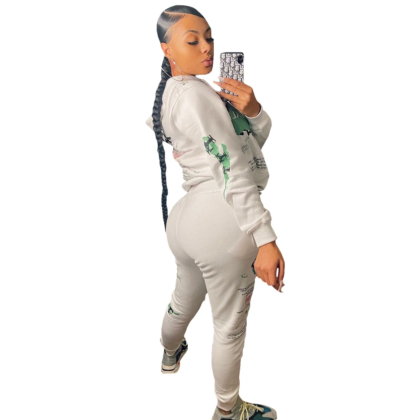 

Letter Printed Two Piece Sets Women 2020 Hooded Full Sleeve Sweatshirt+sporting Sweatpant Streetwear Hoodie Women Tracksuit 2pcs