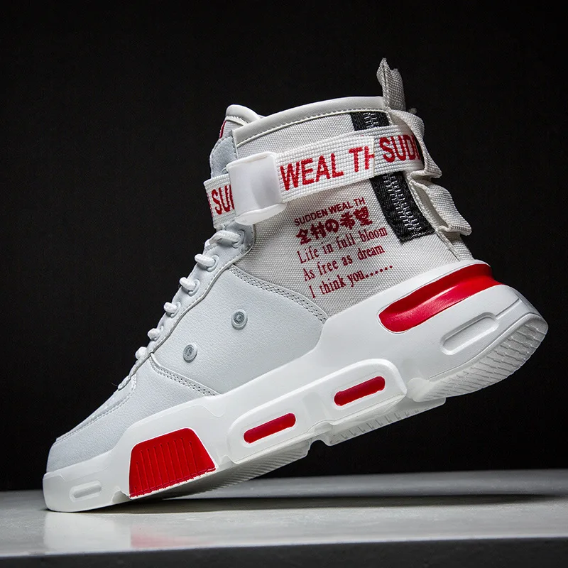 

New fall high top basketball shoes thick sole zapatos de hombre high board shoes lace up casual sports shoes