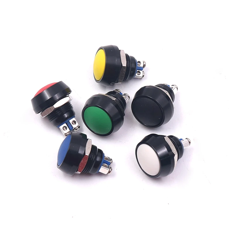 Metal click type power start button switch waterproof self-resetting small round 12mm toy horn red | Обустройство дома