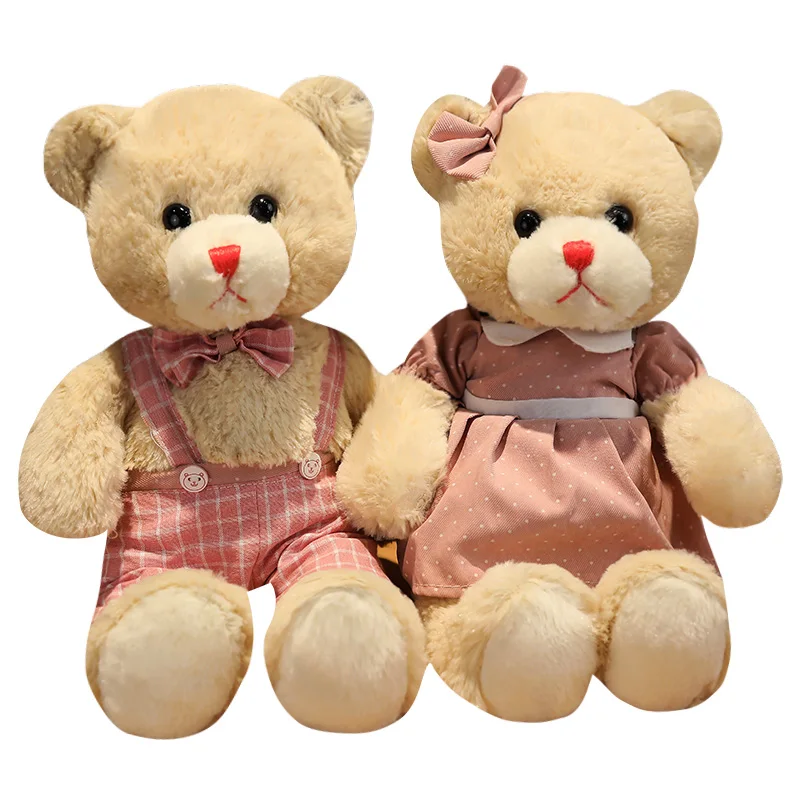 

New Arrive 2pcs/Lot Lovely Couple Dressing Teddy Bear Plush Toys Dolls Stuffed Kids Baby Children Nice Birthday Christmas Gift