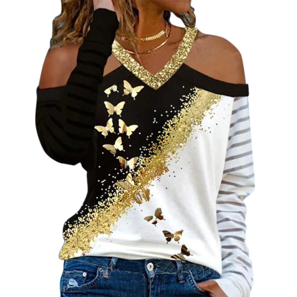 

Women Autumn Winter Sweater Long Sleeve Fashion Patchwork Sequin V Neck Pullover Knit Casual Loose Office Lady Top Streetwear