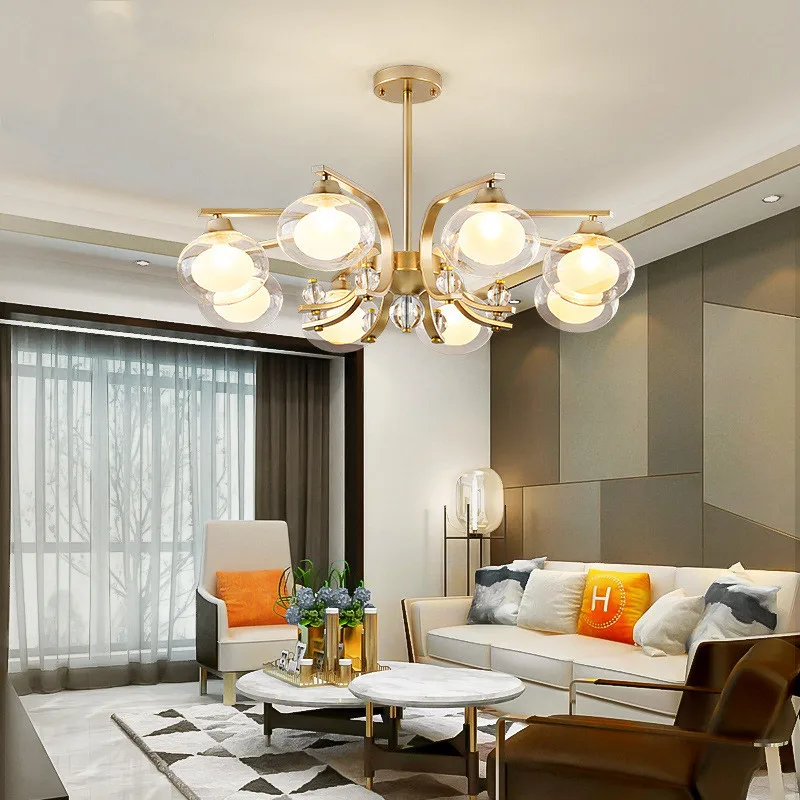 

Nordic Living Room Chandelier Postmodern Simple Light Luxury Art Dining Rooms Lighting Creative Glass Ball In The Ball Bedroom L