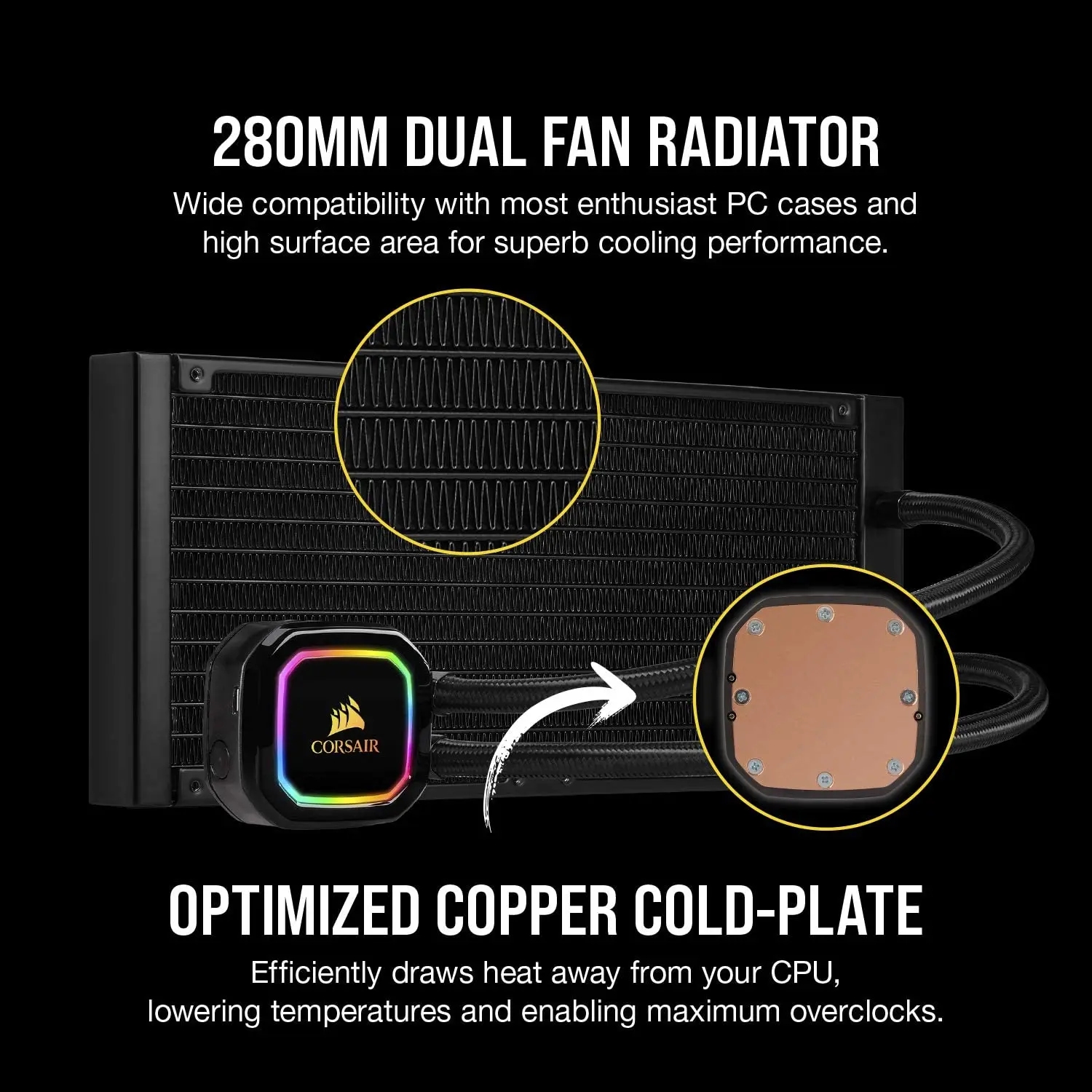 Corsair iCUE H115i RGB Pro XT радиатор 280 мм двойные 140 PWM вентиляторы управление программным