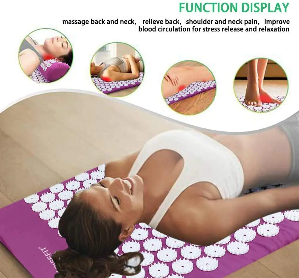 

Massager Cushion Massage Yoga Mat Acupressure Relieve Stress Back Body Pain Spike Mat Acupuncture Mat