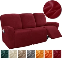 1 2 3 seater velvet recliner sofa cover elastic split design relax sofa slipcover solid lounge armchair covers with side pocket