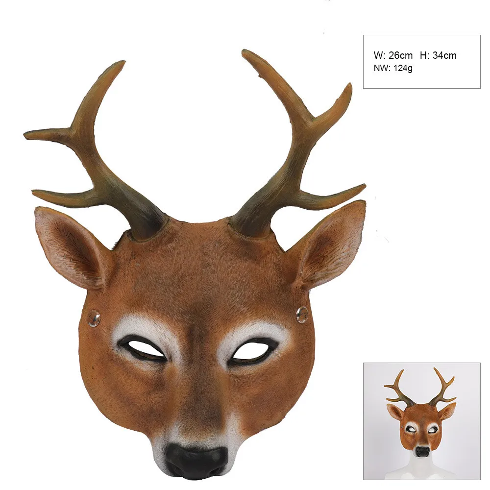 

Cosplay Christmas Reindeer 3D Animal Realistic Halloween Carnival Costume Ball Carnival Party Pu Foam Latex Deer Head Mask