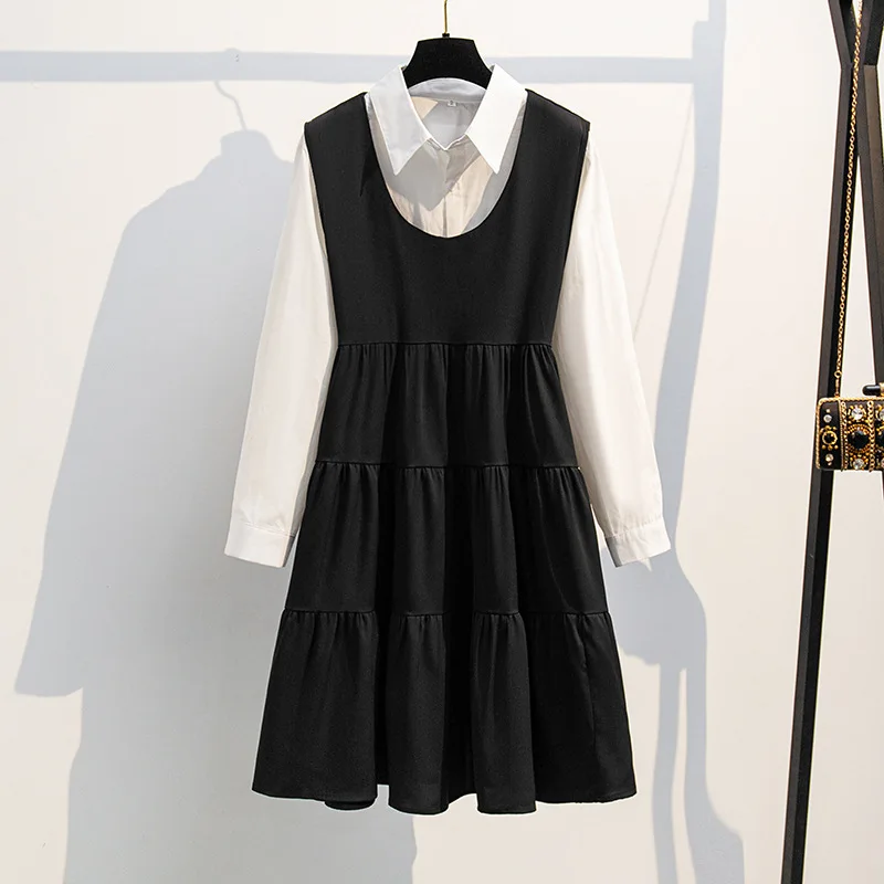 Женское осеннее свободное платье из двух частей обхват груди 175 см | Женская