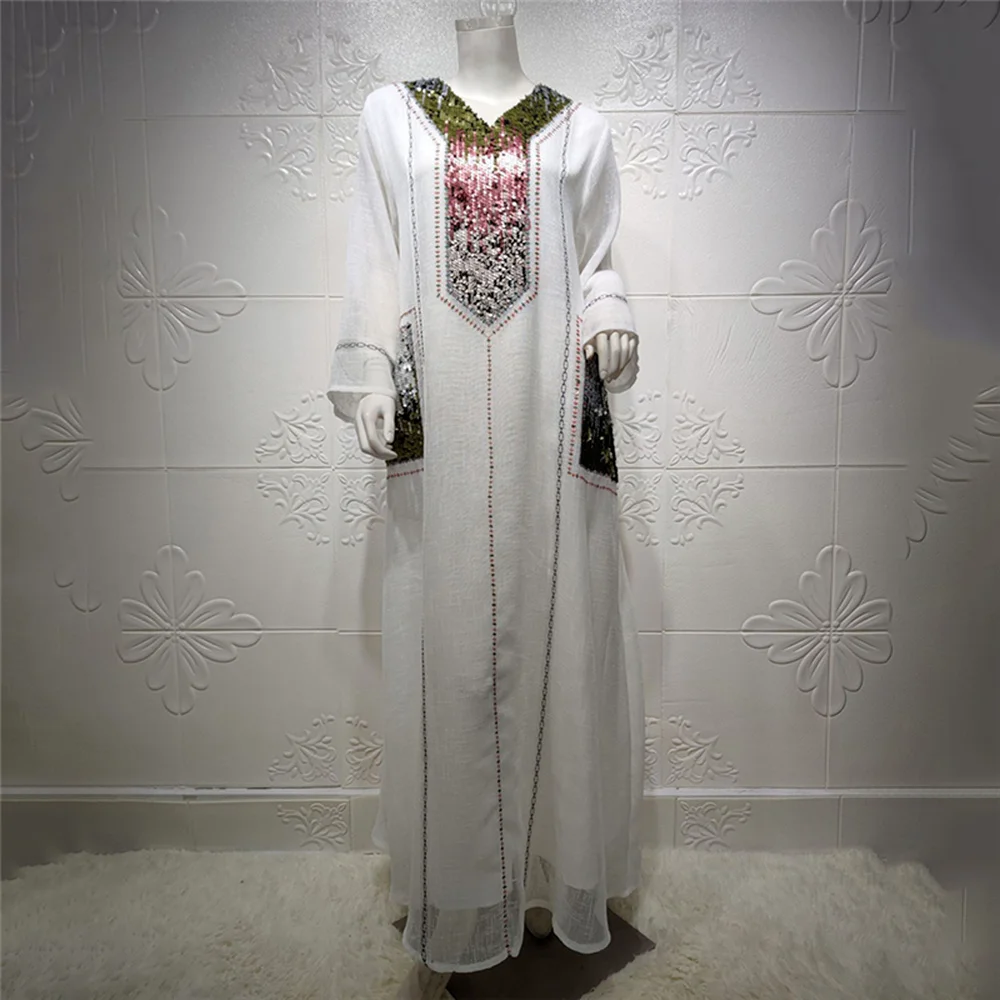 

Moroccan Kaftan Dubai Muslim Fashion Turkish Dresses Embroidery Sequin Abayas For Women Kimono Robe Arabe Femme Islam African