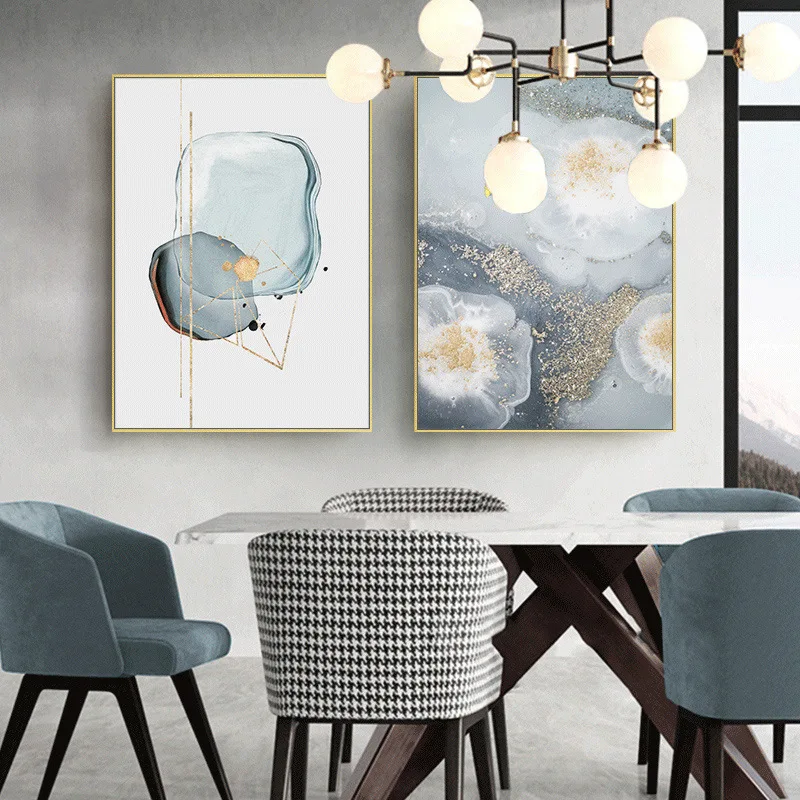 

Canvas Painting Nordic Abstract Geometric Lines Blue Jellyfish Art Posters and Prints for Living Room Wall Pictures Home Decor
