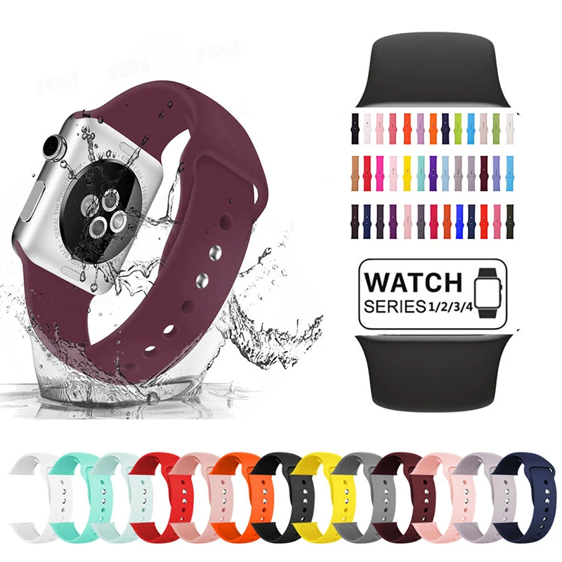 Подходит для Apple Watch Series 4/3/2/1 Smartwatch спортивный силиконовый ремешок Красочные Водонепроницаемый мягкий резиновый ремешок сменный Браслет