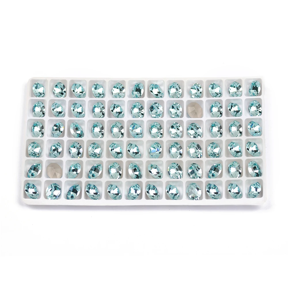 

4128 Oval 6/8mm Crystal Rhinestone Aquamarine Nail Art Accessories Nail Rhinestones Nail Supplies For Professionals Decoration