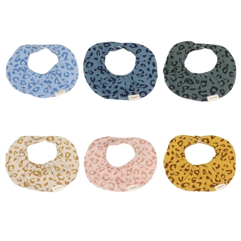 

Waterproof Soft Cotton Baby Bib Feeding Burp Cloth Leopard Printed Snap Button Saliva Towel Apron for Newborn Infant Boys Girls