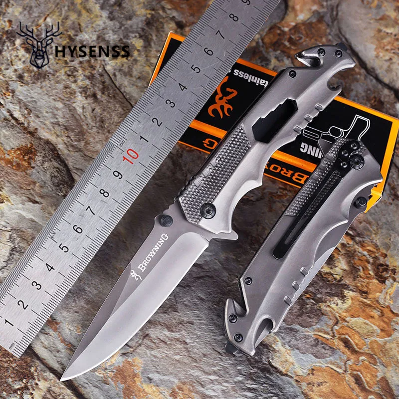 

Hysenss 5CR15MOV Blade Tactical Folding Pocket Knife with Back Clip Steel Handle Outdoor Camping Survival Knife EDC Multi Tools