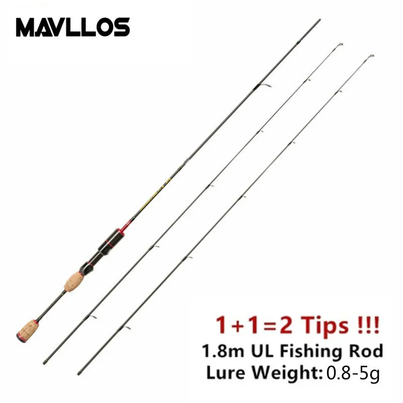 Mavllos Ultra Light 1.8 м ул Мелодия углерода Волокно спиннинг CW0.8 5 г быстрое действие