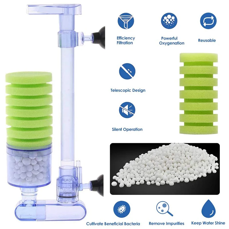 Губчатый фильтр внутренний аквариумный тихий обеспечивает физическую и