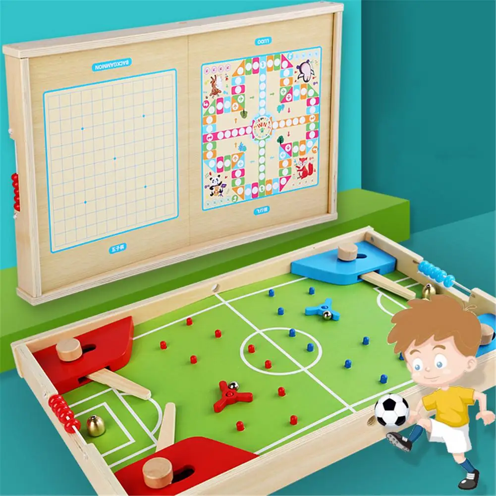 

3 in1 Gobang Board Game Party Toy For Children Wooden Flying Chess Parent-child Interactive Toy Football Table Games