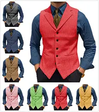 Men's Vest Suit Male Retro Slim Fit Jacket Business Sleeveless Steampunk Waistcoat желетка мужские (4)