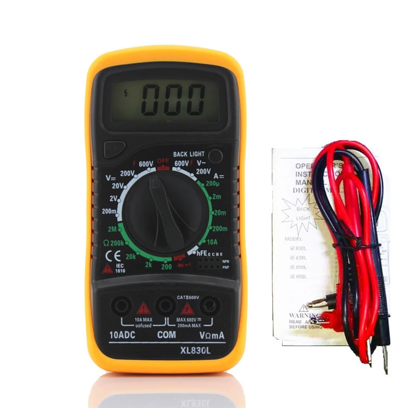 XL830L Meter XL830L Ручной цифровой мультиметр с ЖК-подсветкой Портативный AC/DC Амперметр Вольтметр Ом тестер напряжения метр Multimetro - Цвет: XL830L Meter