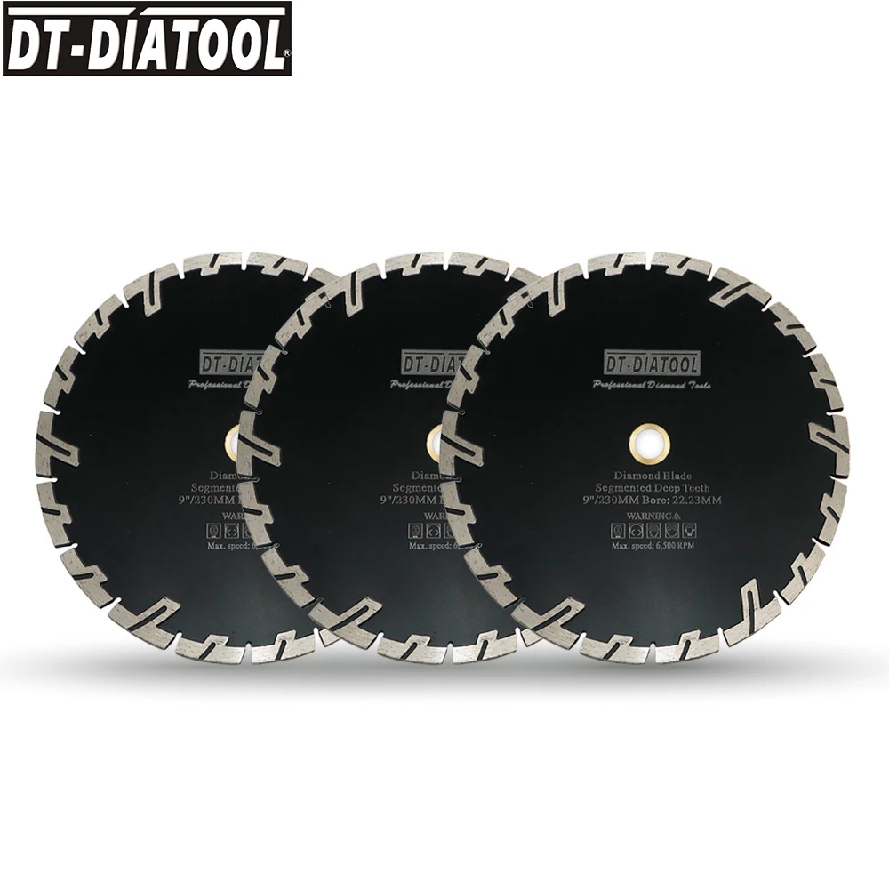 DT-DIATOOL 3pcs  Dia 9inch/230mm Diamond  Cutter Saw Blades Cutting Disc for Granite Stone Concrete Cutting Wheel