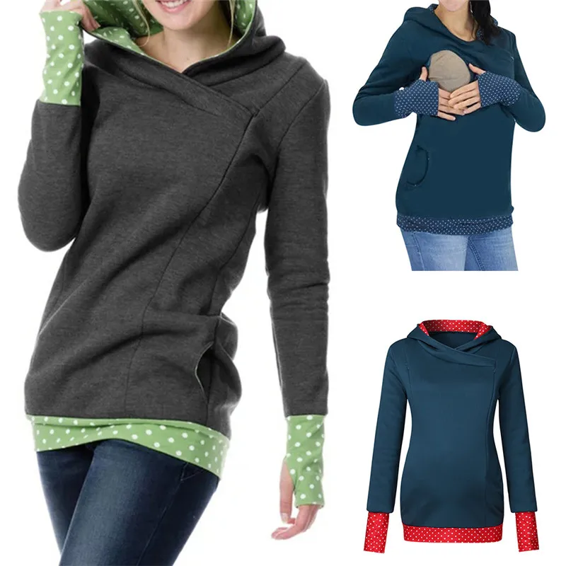 

Maternity Hoodie Autumn Winter Pregnancy Clothes For Pregnant Women Breastfeeding Hooded Tops Nursing T Shirt Lactation Clothes