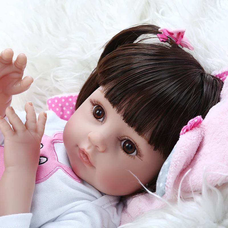 48 см силиконовая кукла reborn baby новорожденная девочка с розовым кроличьим платьем