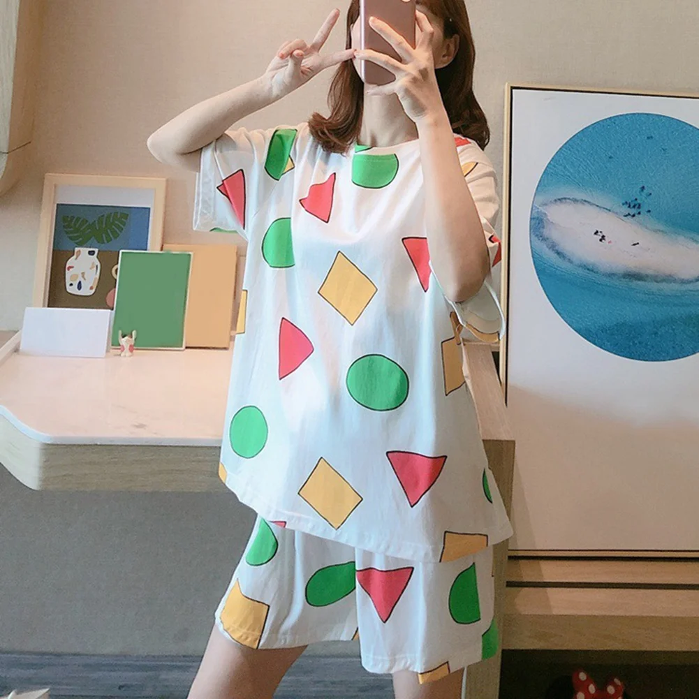 

Pajamas Short-Sleeved Korean Cartoon Fresh and Thin Home Service 2-Piece