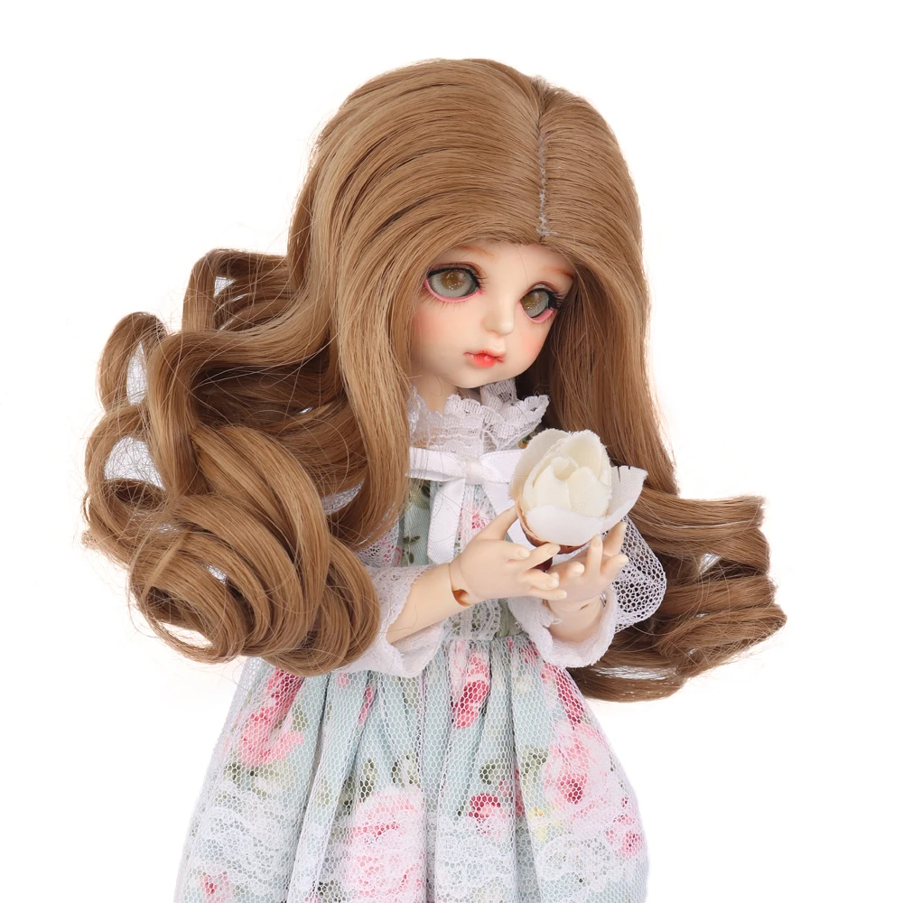 

MUZIWIG 1/6 BJD Doll Wig Long Curly Hair Dolls Accessories Natural Color High Temperature Fiber Wire Wavy Wig For DIY Dolls