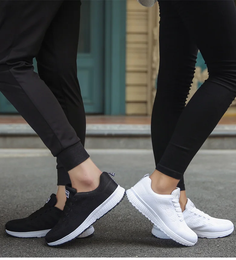 

2021 Female Flat Walking Vulcanized Shoes For Gym BasketWomen Casual Shoes Fashion Breathable Mesh Sneakers White Sports Shoes