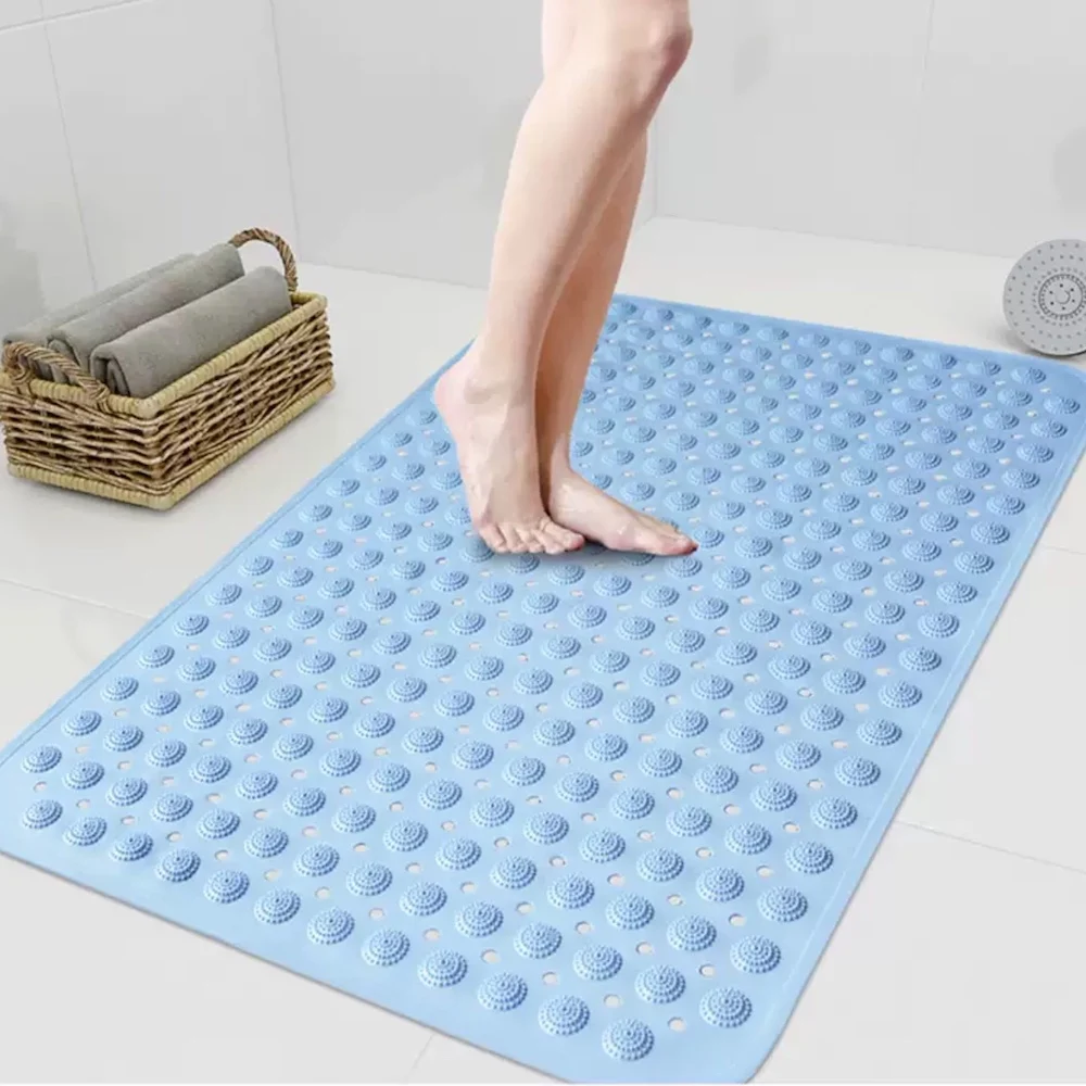 

BPA, Latex, Phthalate Free Antibacterial Machine Washable Bath Shower Tub Mat, Bathtub Mats with Drain Holes, Suction Cups
