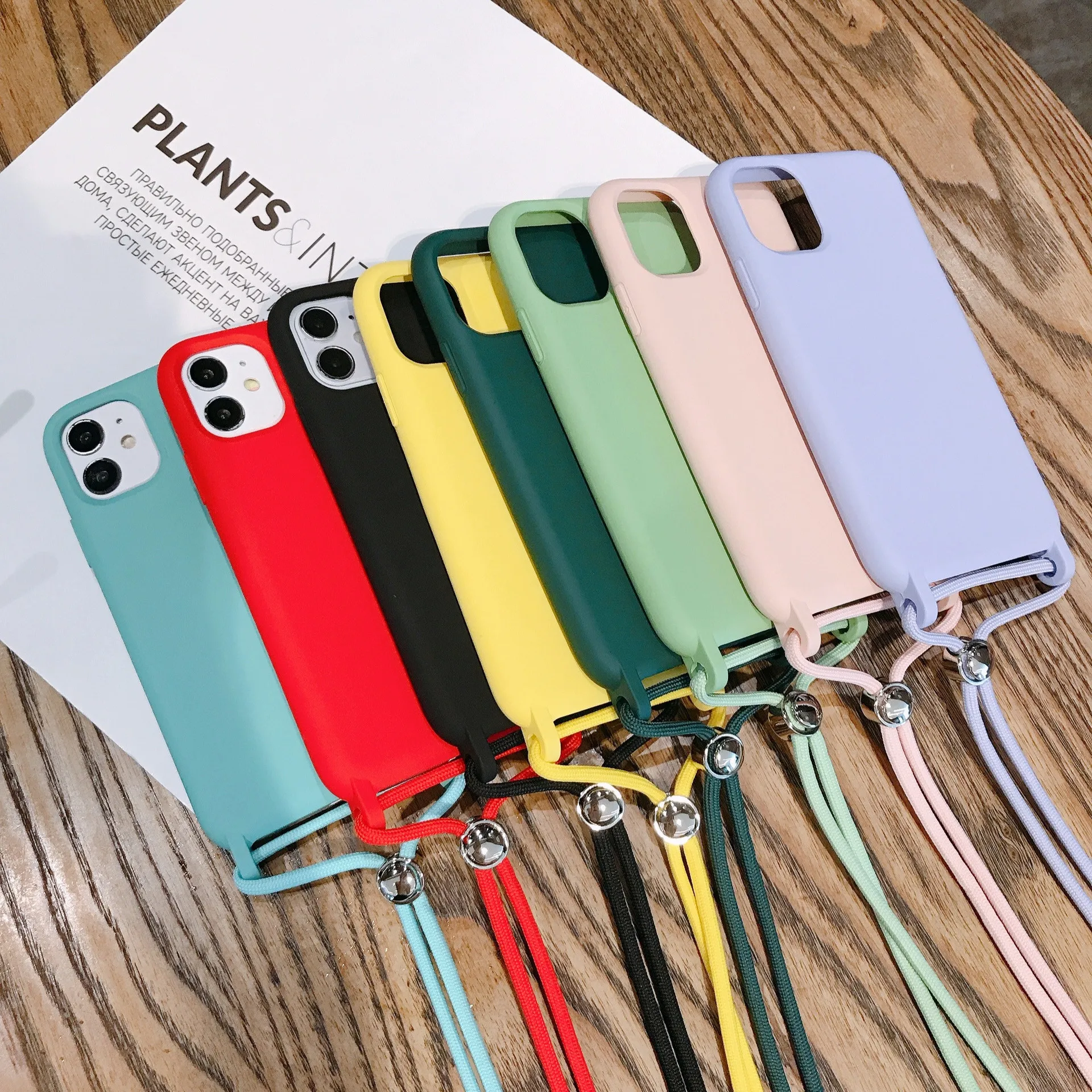 

The New Liquid Silicone Crossbody Lanyard Strap Phone Case for iPhone 12 mini Pro X XR XS Max SE2 7 8 Plus Protection cover
