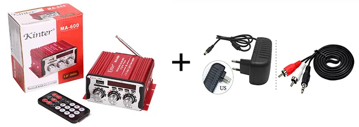 With adapter US Kinter MA-600 мини-усилитель аудио с fm-радио 2CH усилители Bluetooth DC12V SD USB ввод воспроизведения стерео звук супер бас - Цвет: With adapter US