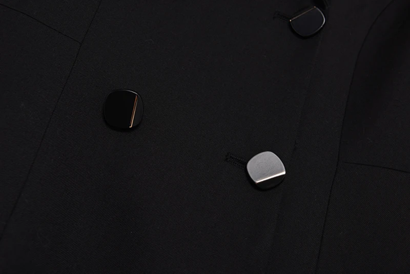 

[EAM] Women Temperament Black Pleated Dress New Notched Collar Long Sleeve Loose Fit Fashion Tide Spring Autumn 2021 1DD4895