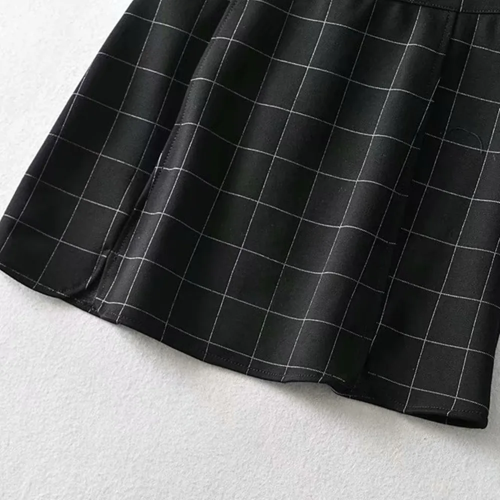 

Hot Selling Plaid Bodycon Split Elastic Waistband Above Knee Length Sexy Short Skirts For Women