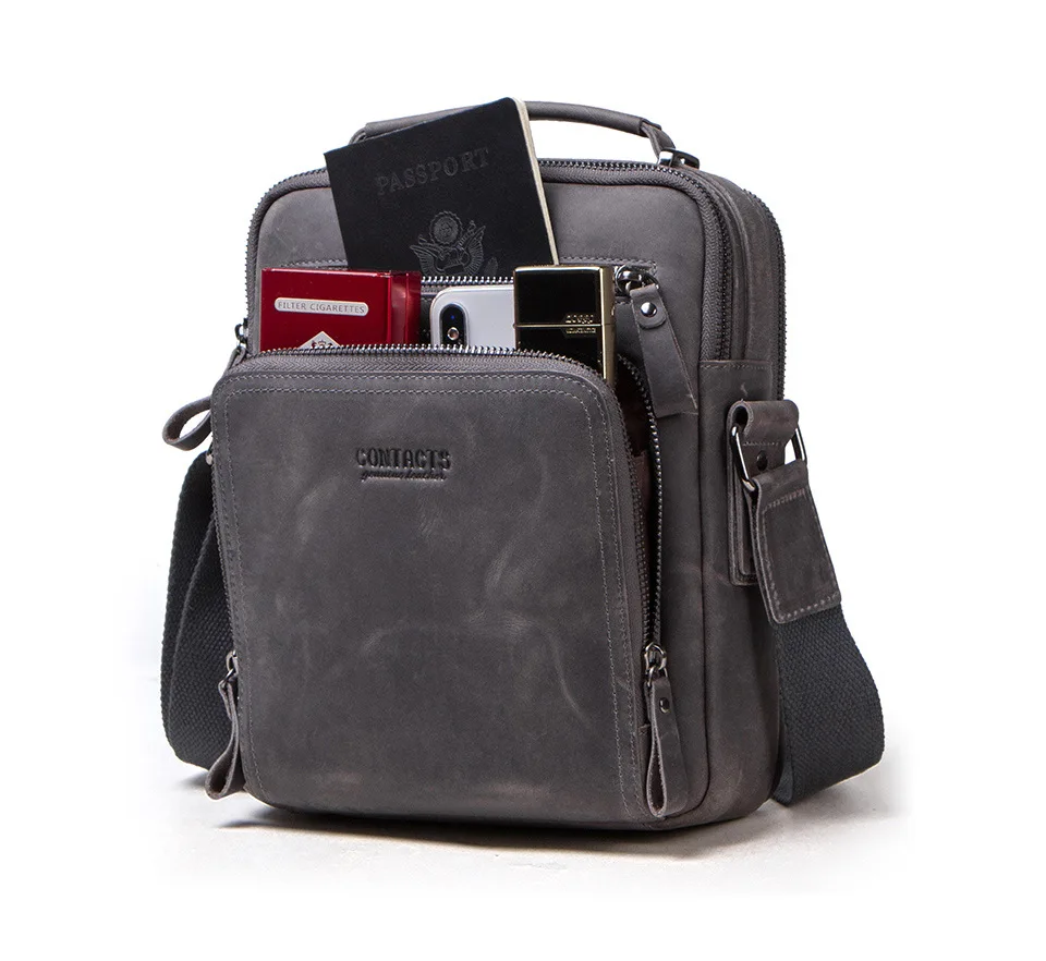 Shoulder Bag Small Bag Messenger Bag Men's Small Square Bag Men's Boutique Vintage Leather Casual Crazy Horse Leather Bag