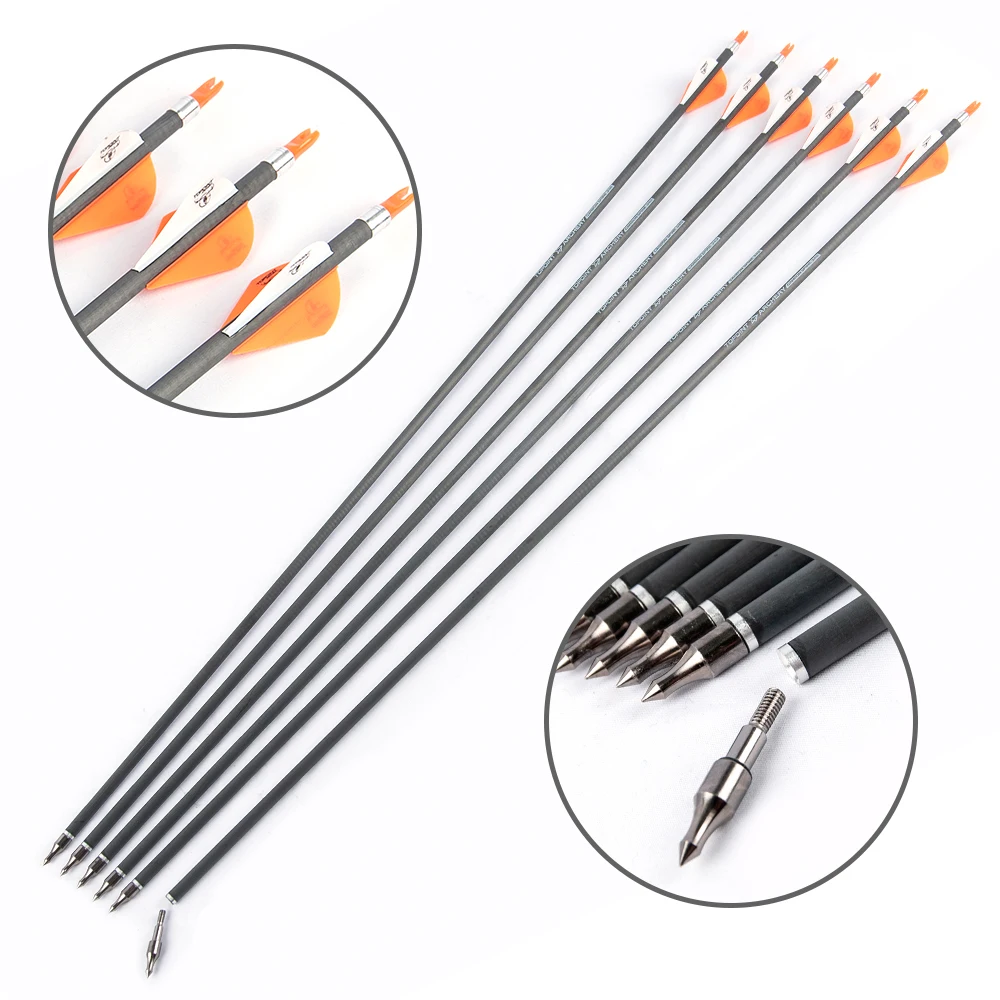 

Рулон изображения для увеличения стрельбы из лука TOPOINT 30-дюймовые карбоновые стрелы со съемными наконечниками (комплект из 12 шт.)