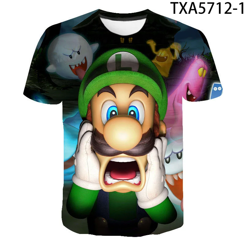

Summer Fashion Short Sleeve Cool T Shirt Boy Girl Kids Luigis Mansion 3D Printed T-shirt Men Women Children Streetwear Tops Tee
