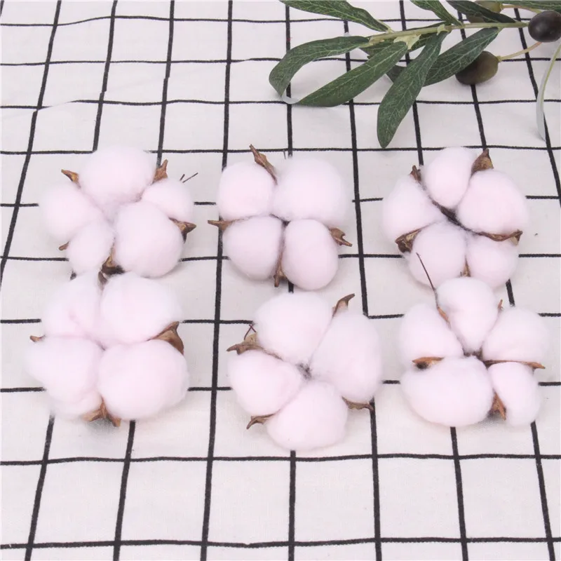 light pink 10 шт. искусственный цветок натуральный сушеный цветок хлопок домашний Рождественский Декор DIYGarland венок цветок настенный материал венок - Цвет: light pink