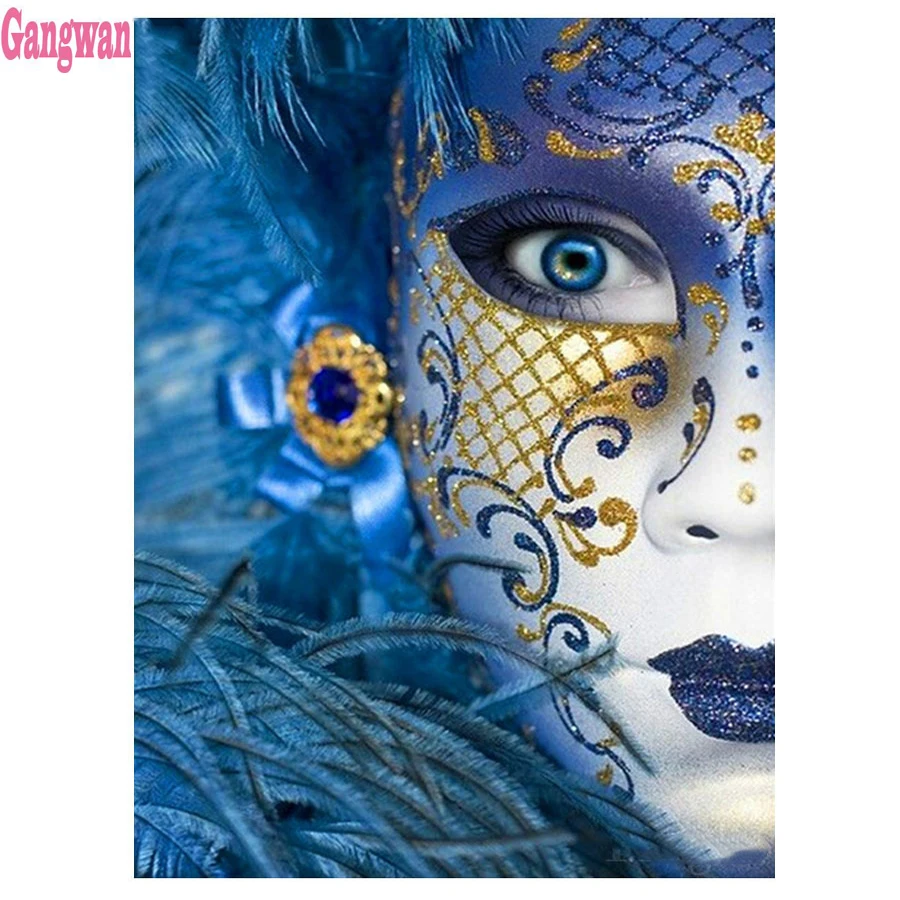 Новые квадратные круглые камни квадратная картина из страз синие маски Женская