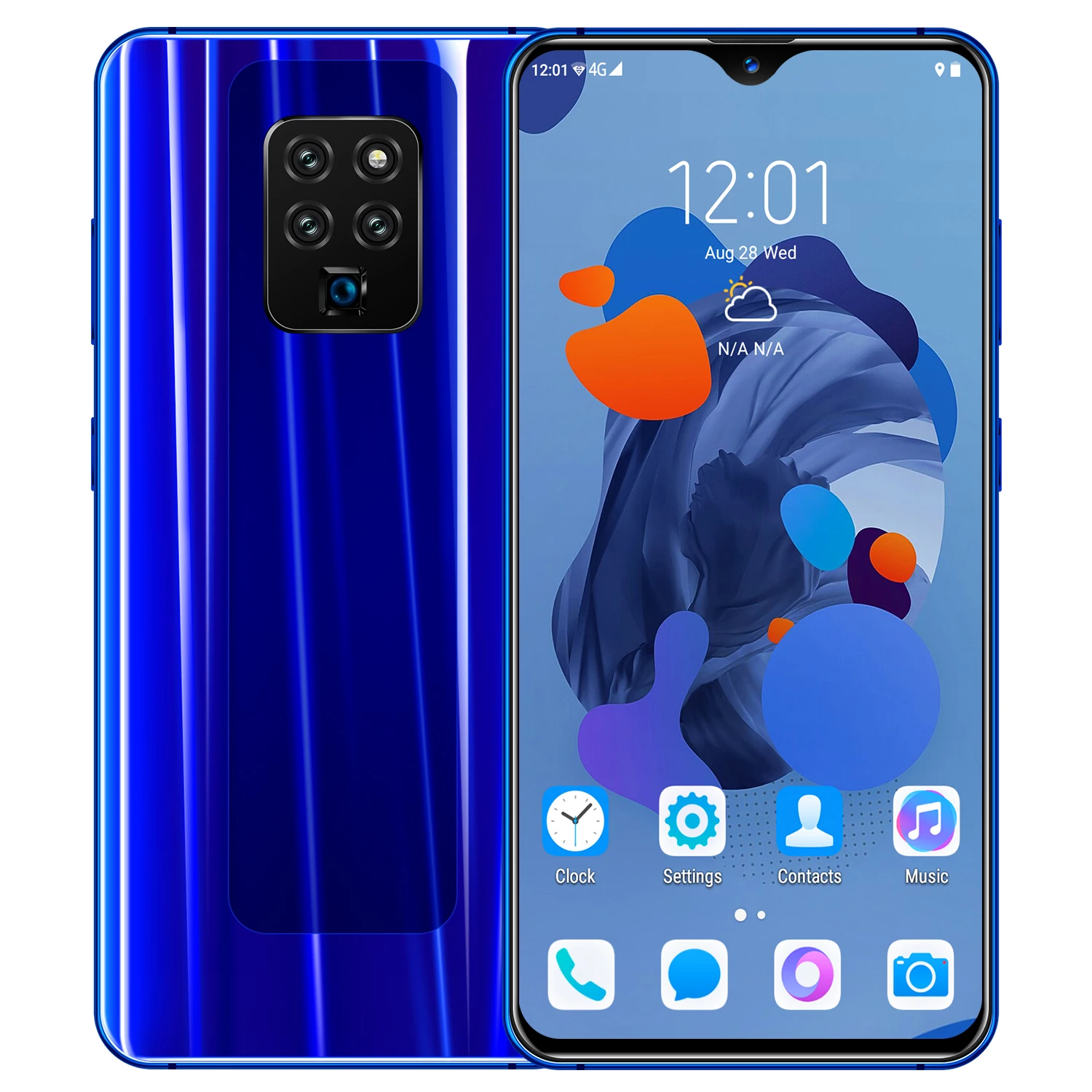 Синий Mate35, 6,3 дюймов, 4G, смартфон, 6 ГБ ОЗУ, 128 Гб ПЗУ, экран капли воды, мобильный телефон, Распознавание отпечатков пальцев и лица, разблокировка, сотовый телефон - Цвет: Синий