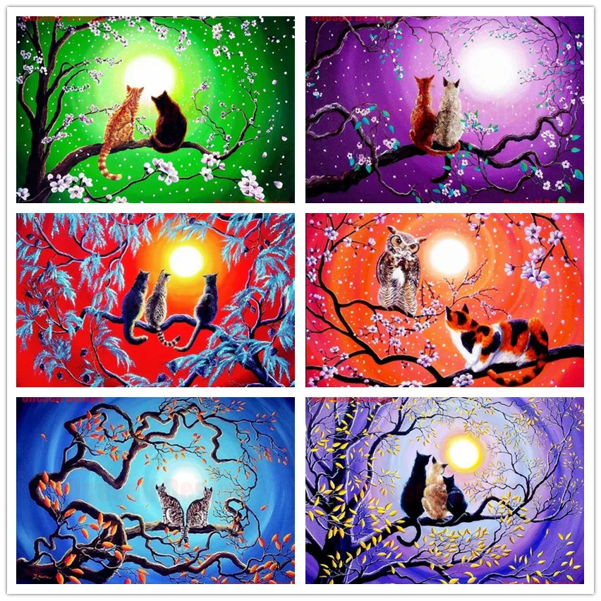 

5d алмазная живопись, полноразмерная картина с мультяшным котом стразы, картины, кошка, украшение из бисера, наклейка на стену для дома