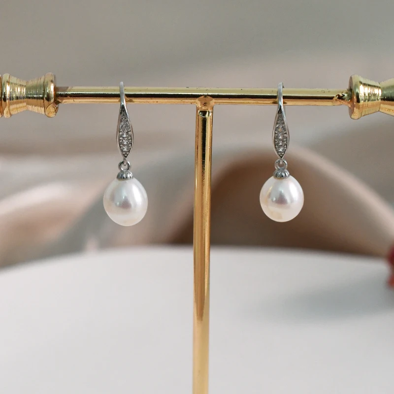 Женские серьги капли из натурального пресноводного жемчуга ASHIQI серебро 925