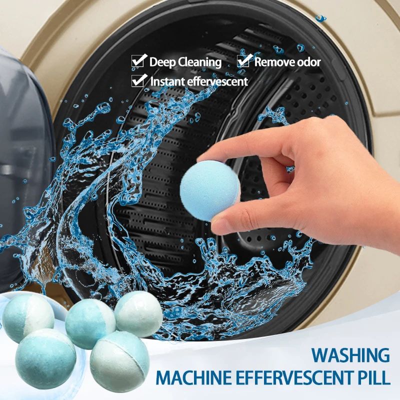 

10 Pcs Washing Machine Solid Cleaner Effervescent Tablets Deep Detergent Spherical Mini Cleaner Tablets Piece Washer Cleaner