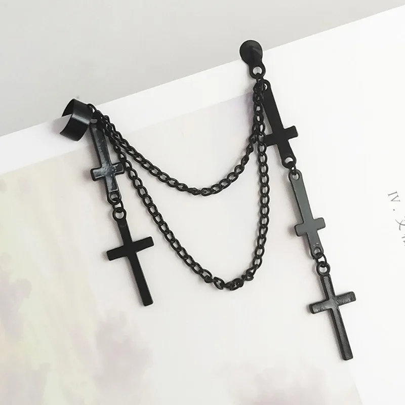 

Cross Earrings For Women Jewelry 2021 Korean Fashion Tassel Earrings Grunge 2021 Trendy Ear Cuff Hiphop/Rock Earring Wholesale