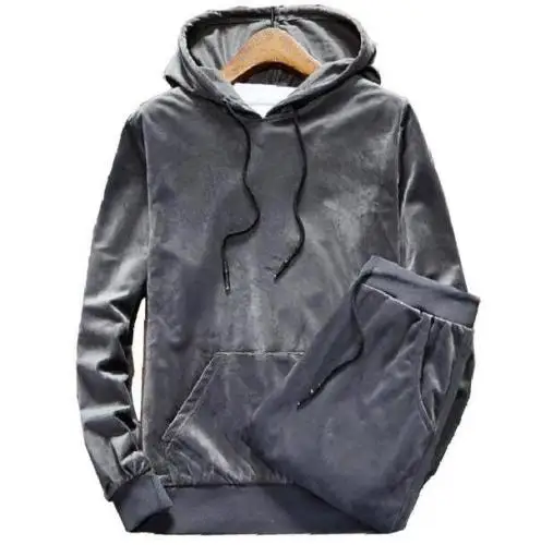 Мужской велюровый Бархатный комплект из 2 предметов спортивный костюм с