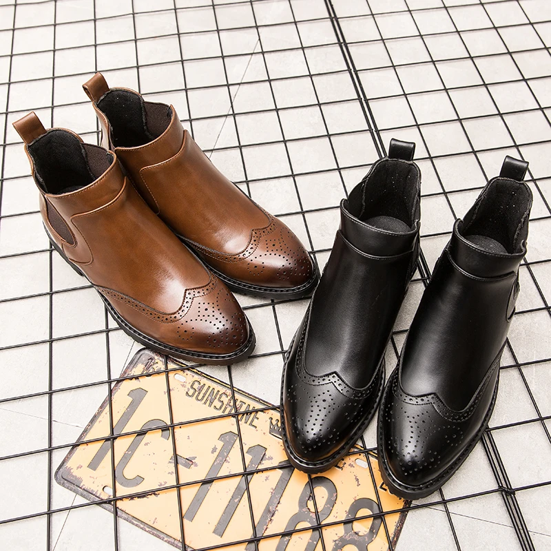 Осенние кожаные ботинки челси в стиле Bullock мужские ботильоны деловые мужская