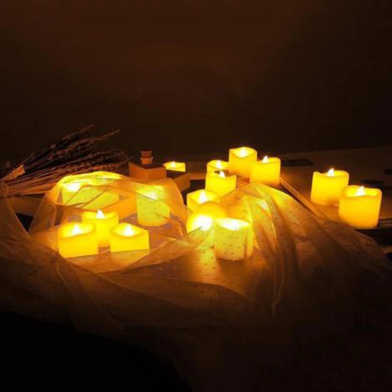 12 шт. беспламенные вольные свечи в форме батареи Мерцающий СВЕТОДИОДНЫЙ