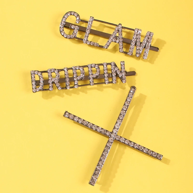 Стразы буквы заколки для волос крестообразной формы Головные уборы женские