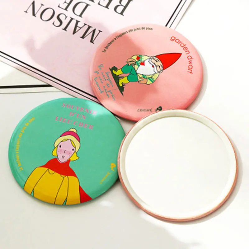 Портативное маленькое мультяшное зеркало милое для макияжа девочек карманное